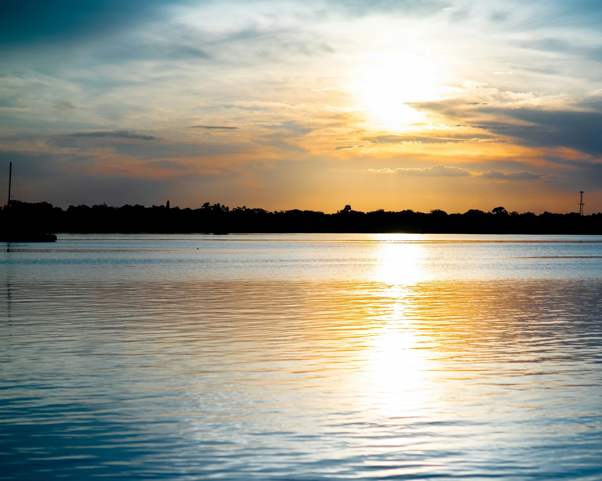 Golden sunset over the Daytona Beach Intracoastal Waterway