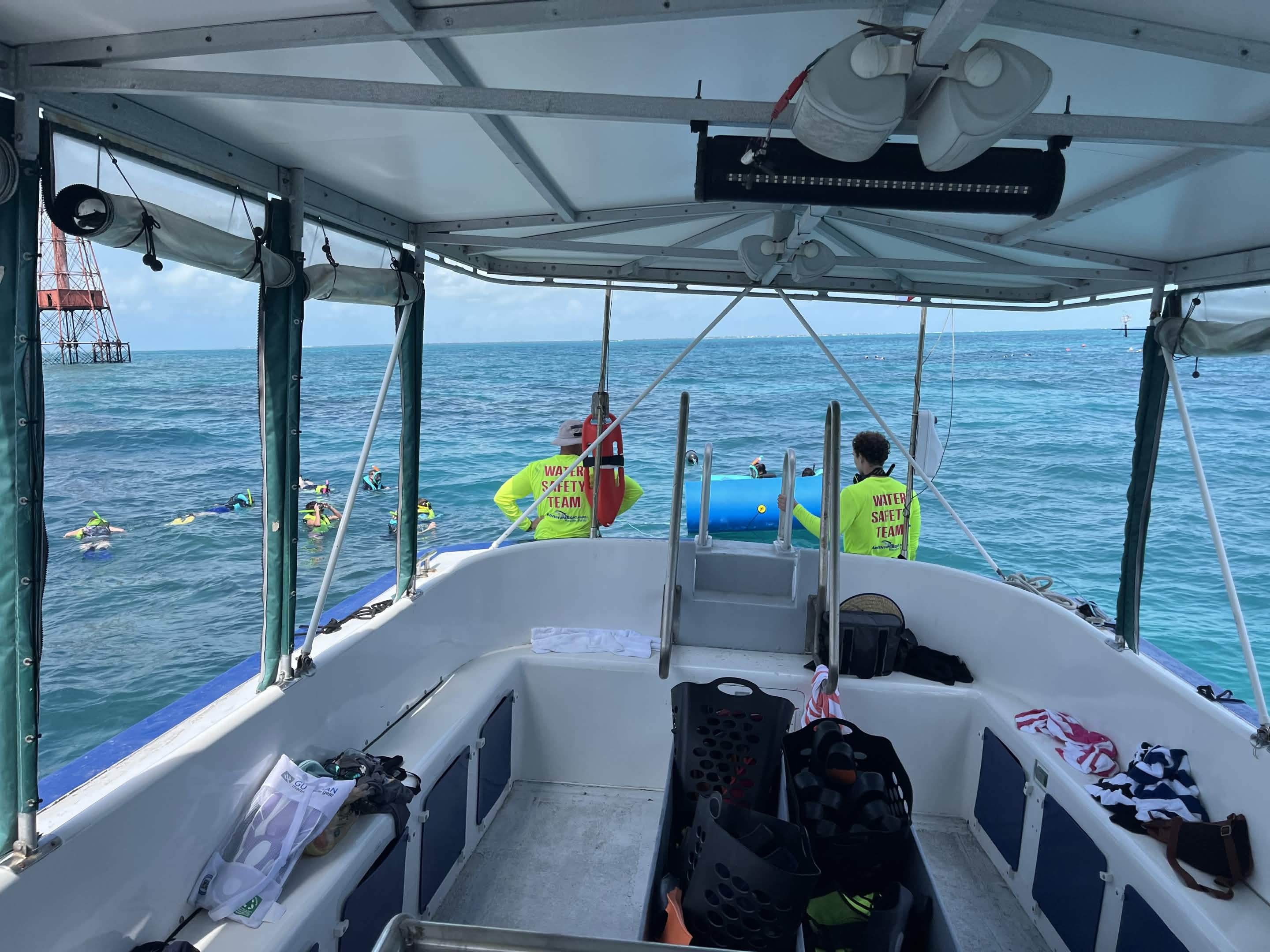 Adventure Boat Tours water safety team watching snorkel guests in Marathon